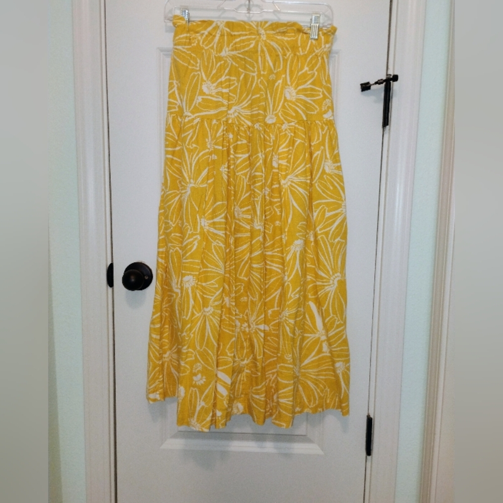 Universal Thread Sunny Floral Maxi Skirt Sz XS Paperbag Waist Linen Blend Iso - Picture 2 of 6